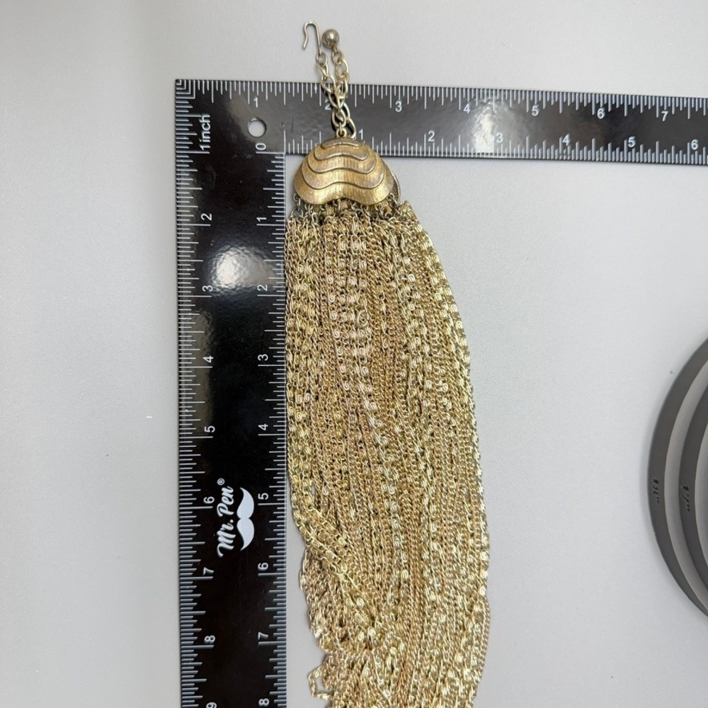 Vintage ART Waterfall Multi Chain Gold Tone Necklace 17" Lightweight Statement - Picture 9 of 11